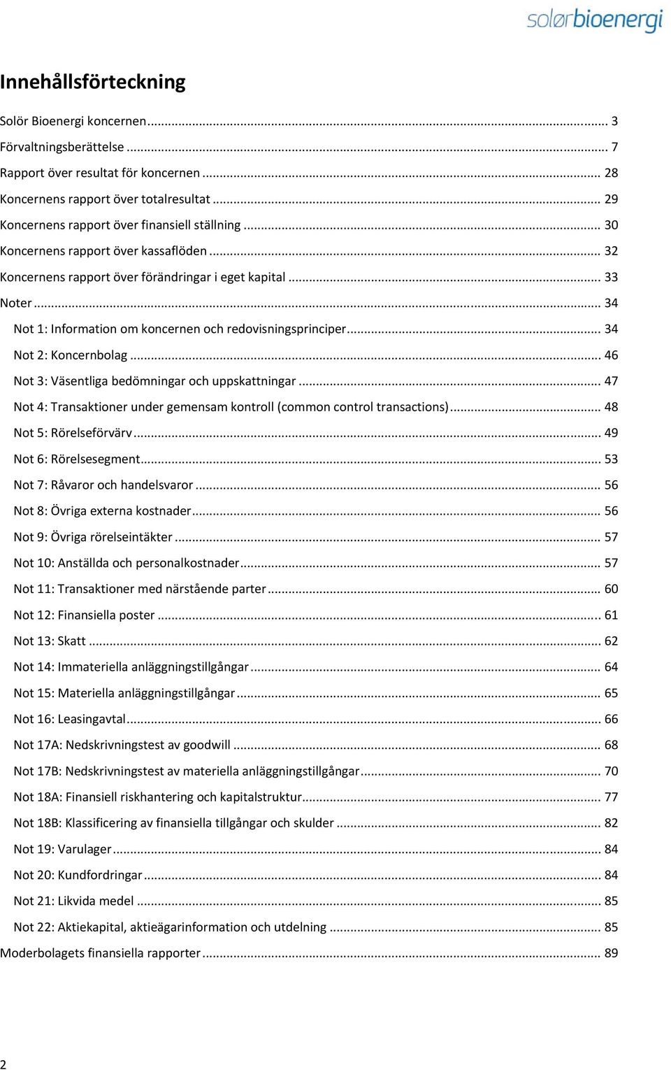 .. 34 Not 1: Information om koncernen och redovisningsprinciper... 34 Not 2: Koncernbolag... 46 Not 3: Väsentliga bedömningar och uppskattningar.