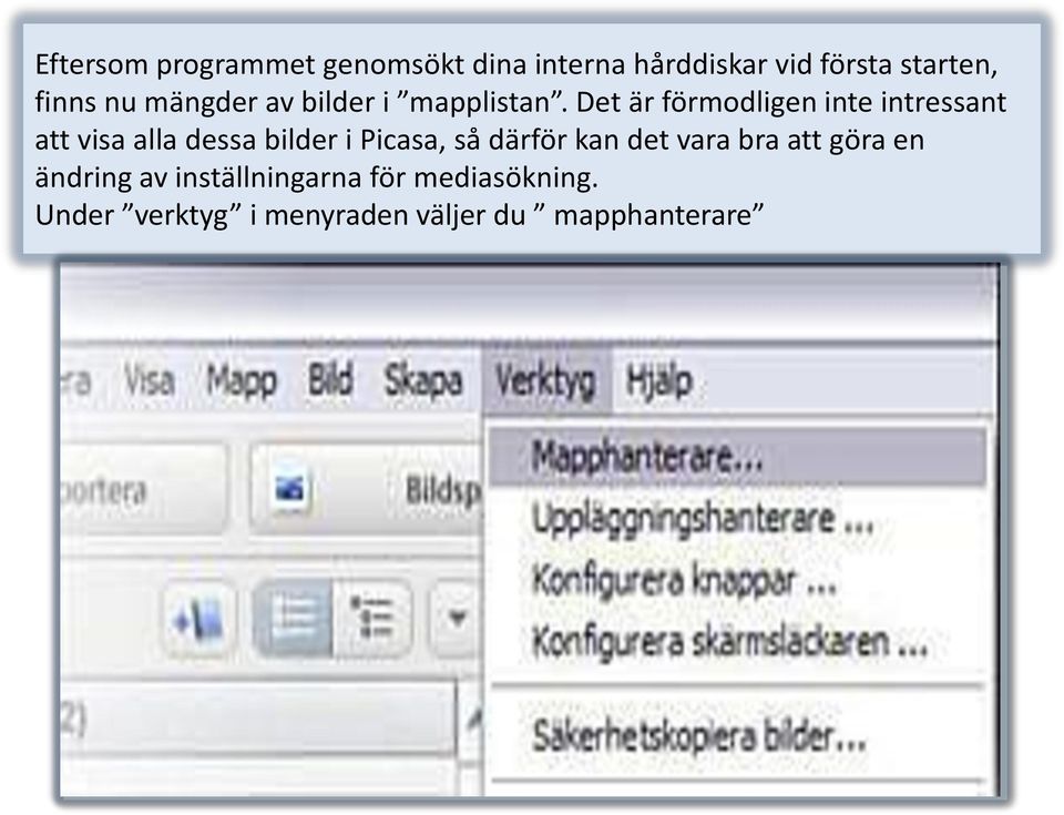 Det är förmodligen inte intressant att visa alla dessa bilder i Picasa, så
