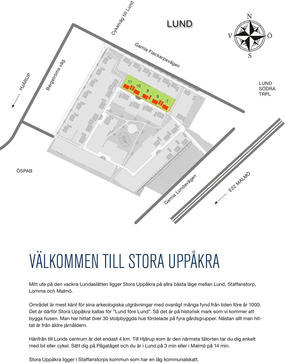 Det är därför Stora Uppåkra kallas för Lund före Lund. Så det är på historisk mark som vi kommer att bygga husen. Man har hittat över 30 stolpbyggda hus fördelade på fyra gårdsgrupper.
