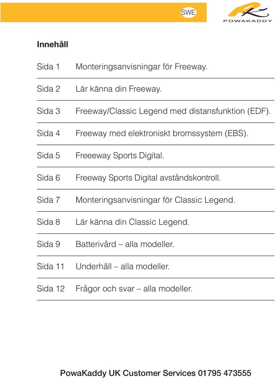 Freeeway Sports Digital. Freeway Sports Digital avståndskontroll. Monteringsanvisningar för Classic Legend.