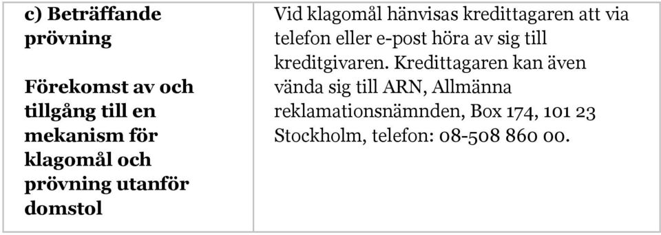 eller e-post höra av sig till kreditgivaren.