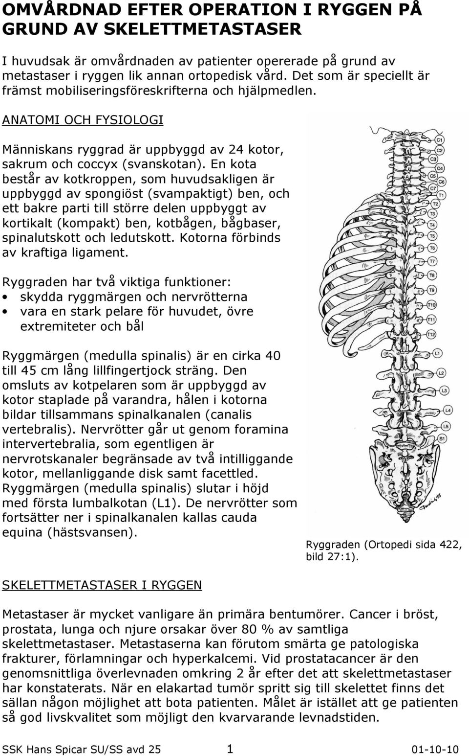 En kota består av kotkroppen, som huvudsakligen är uppbyggd av spongiöst (svampaktigt) ben, och ett bakre parti till större delen uppbyggt av kortikalt (kompakt) ben, kotbågen, bågbaser,