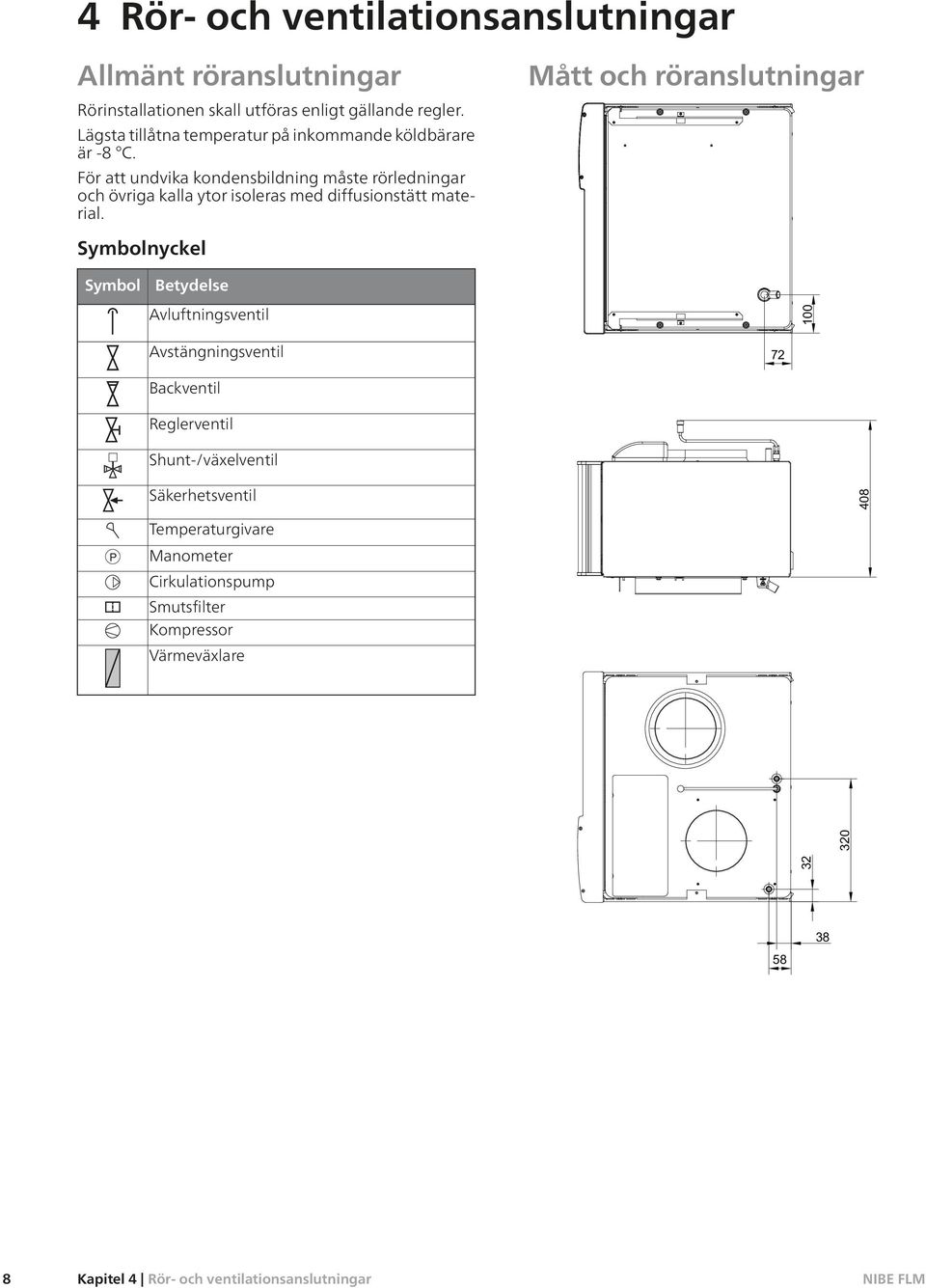 För att undvika kondensbildning måste rörledningar och övriga kalla ytor isoleras med diffusionstätt material.