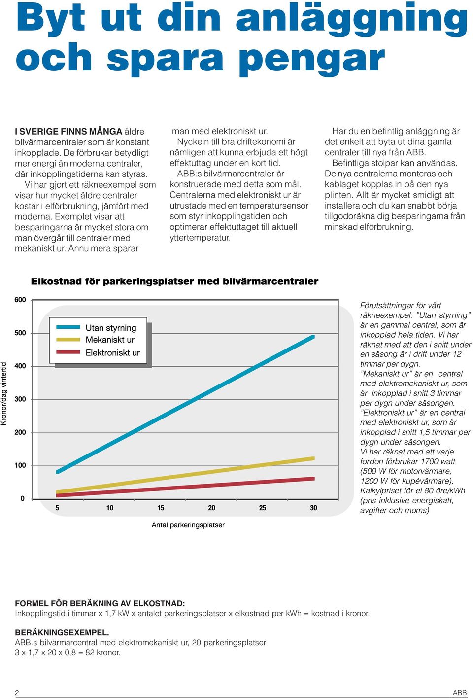 Vi har gjort ett räkneexempel som visar hur mycket äldre centraler kostar i elförbrukning, jämfört med moderna.