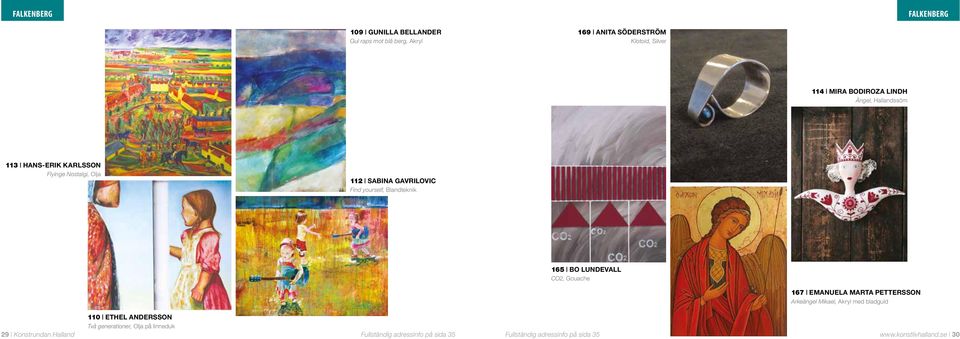 Lundevall CO2, Gouache 167 Emanuela Marta Pettersson Arkeängel Mikael, Akryl med bladguld 110 Ethel Andersson Två generationer,