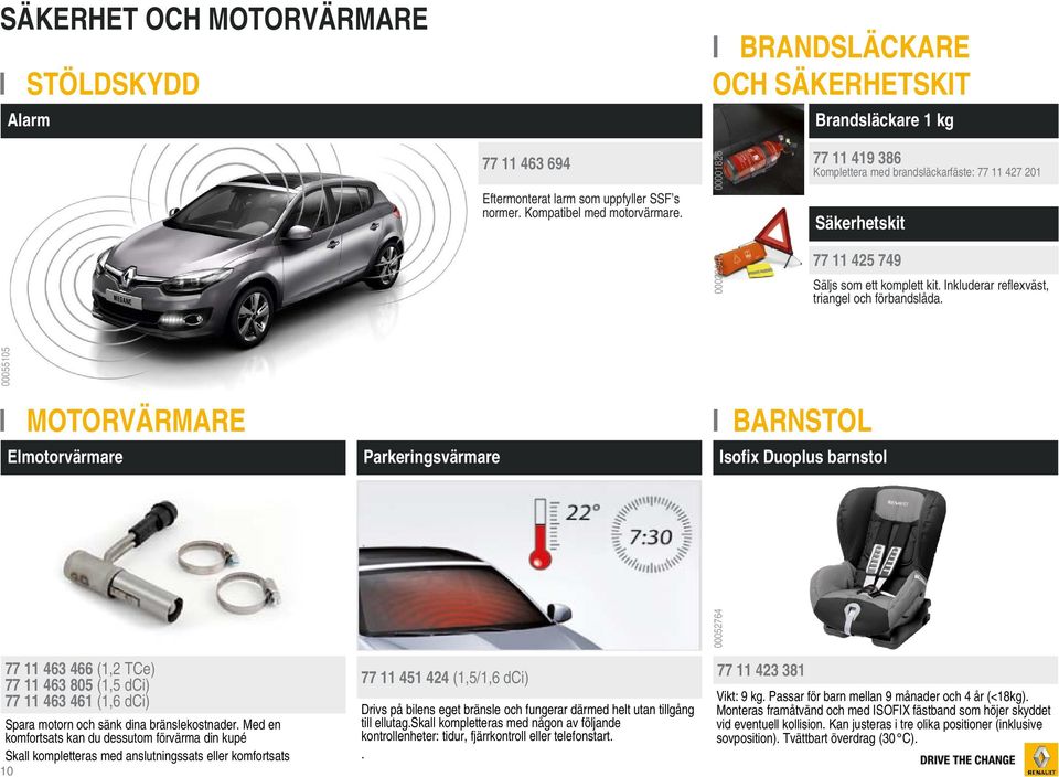 I MOTORVÄRMARE Elmotorvärmare Parkeringsvärmare Isofix Duoplus barnstol 00052764 00055105 I BARNSTOL 77 11 463 466 (1,2 TCe) 77 11 463 805 (1,5 dci) 77 11 463 461 (1,6 dci) Spara motorn och sänk dina