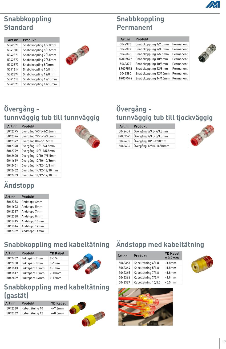 8mm Permanent 5042377 Snabbkoppling 7/3.8mm Permanent 5042378 Snabbkoppling 7/5.