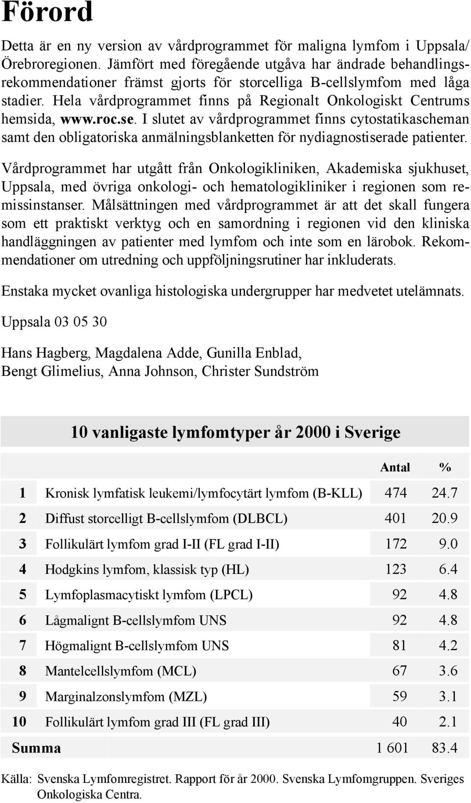 Hela vårdprogrammet finns på Regionalt Onkologiskt Centrums hemsida, www.roc.se.