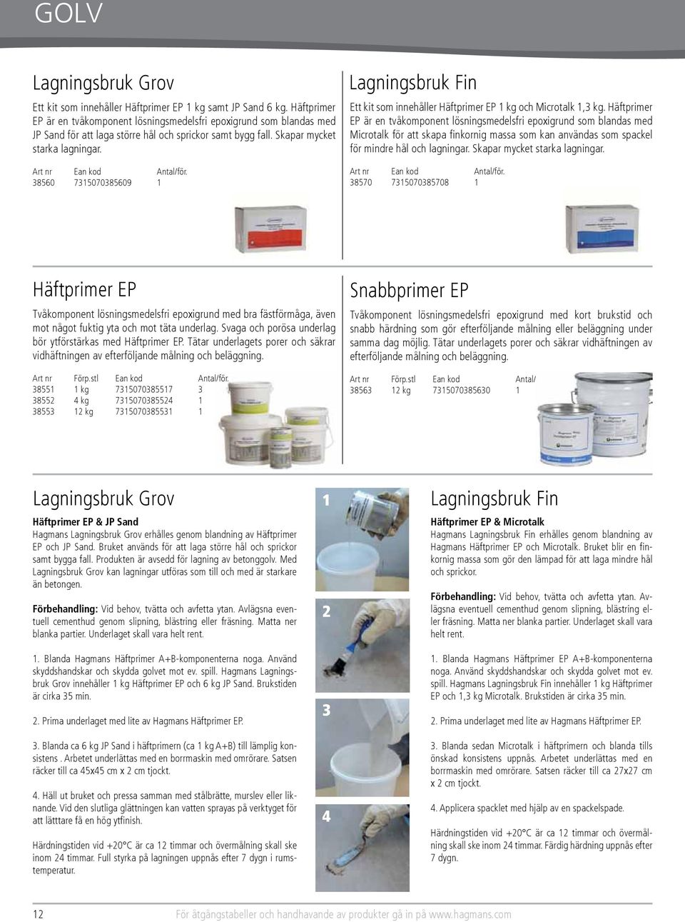 38560 7315070385609 1 Lagningsbruk Fin Ett kit som innehåller Häftprimer EP 1 kg och Microtalk 1,3 kg.