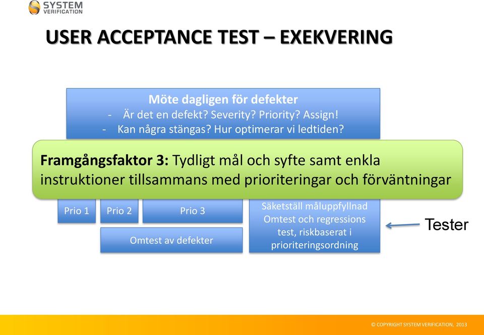 Framgångsfaktor 3: Tydligt mål och syfte samt enkla instruktioner tillsammans med prioriteringar och