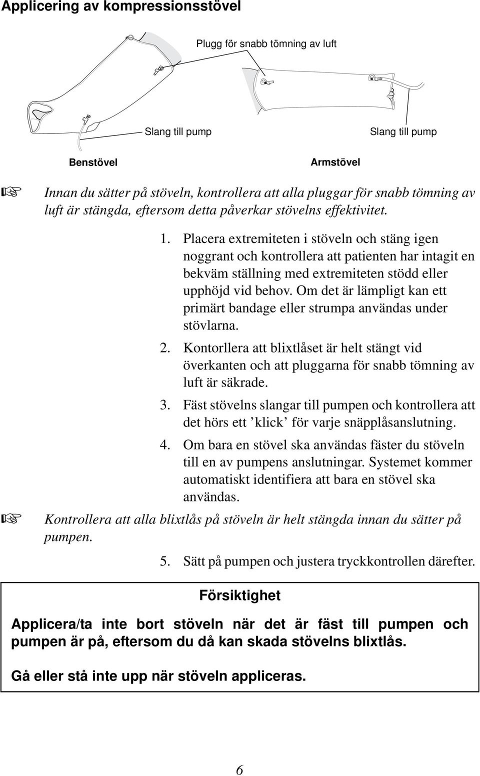 Placera extremiteten i stöveln och stäng igen noggrant och kontrollera att patienten har intagit en bekväm ställning med extremiteten stödd eller upphöjd vid behov.