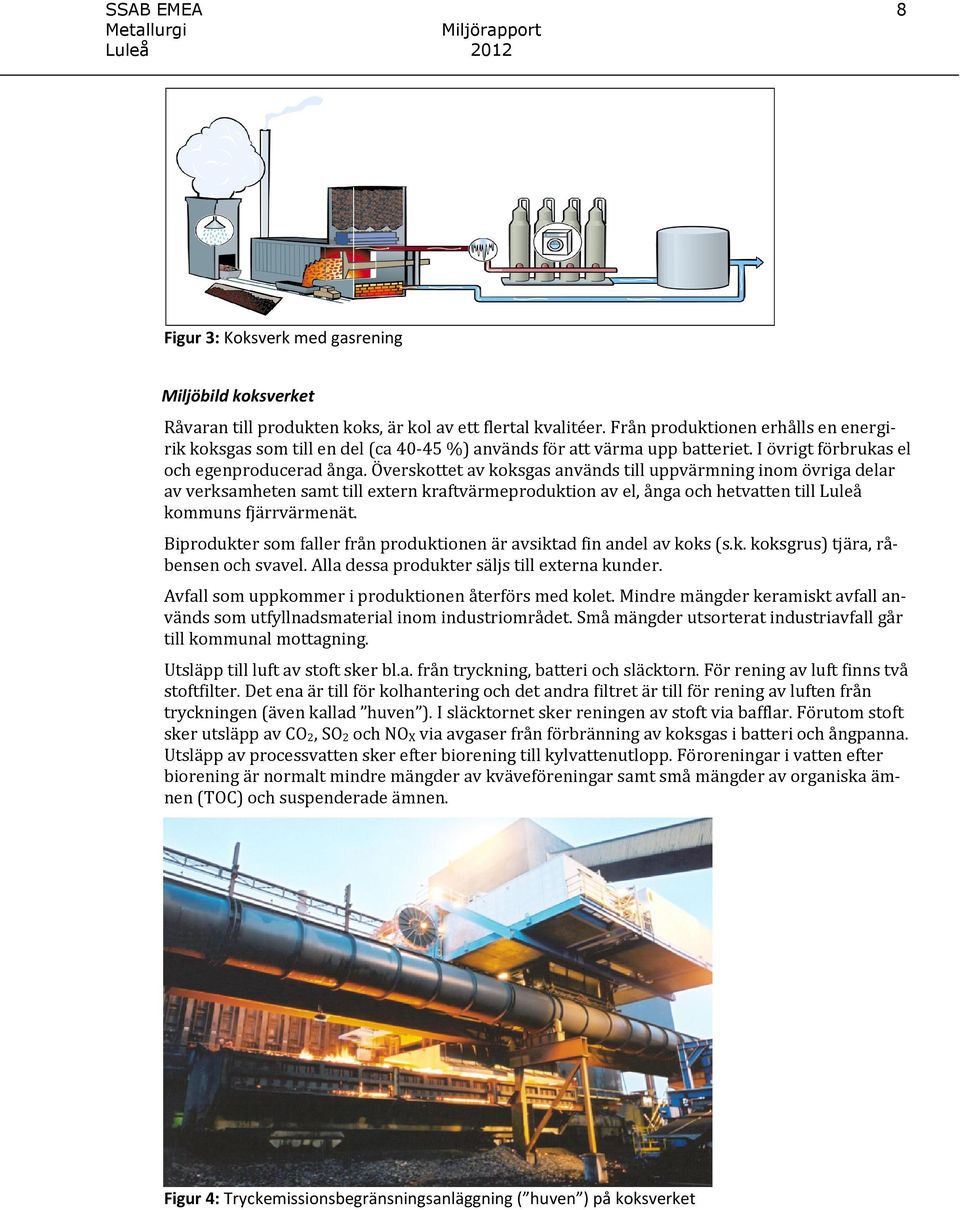 Överskottet av koksgas används till uppvärmning inom övriga delar av verksamheten samt till extern kraftvärmeproduktion av el, ånga och hetvatten till Luleå kommuns fjärrvärmenät.