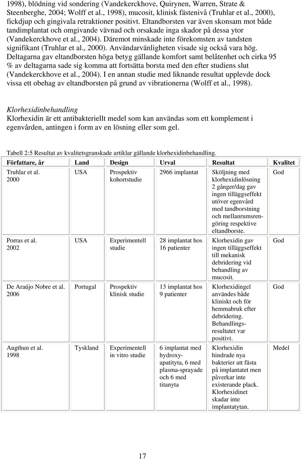 Däremot minskade inte förekomsten av tandsten signifikant (Truhlar et al., 2000). Användarvänligheten visade sig också vara hög.