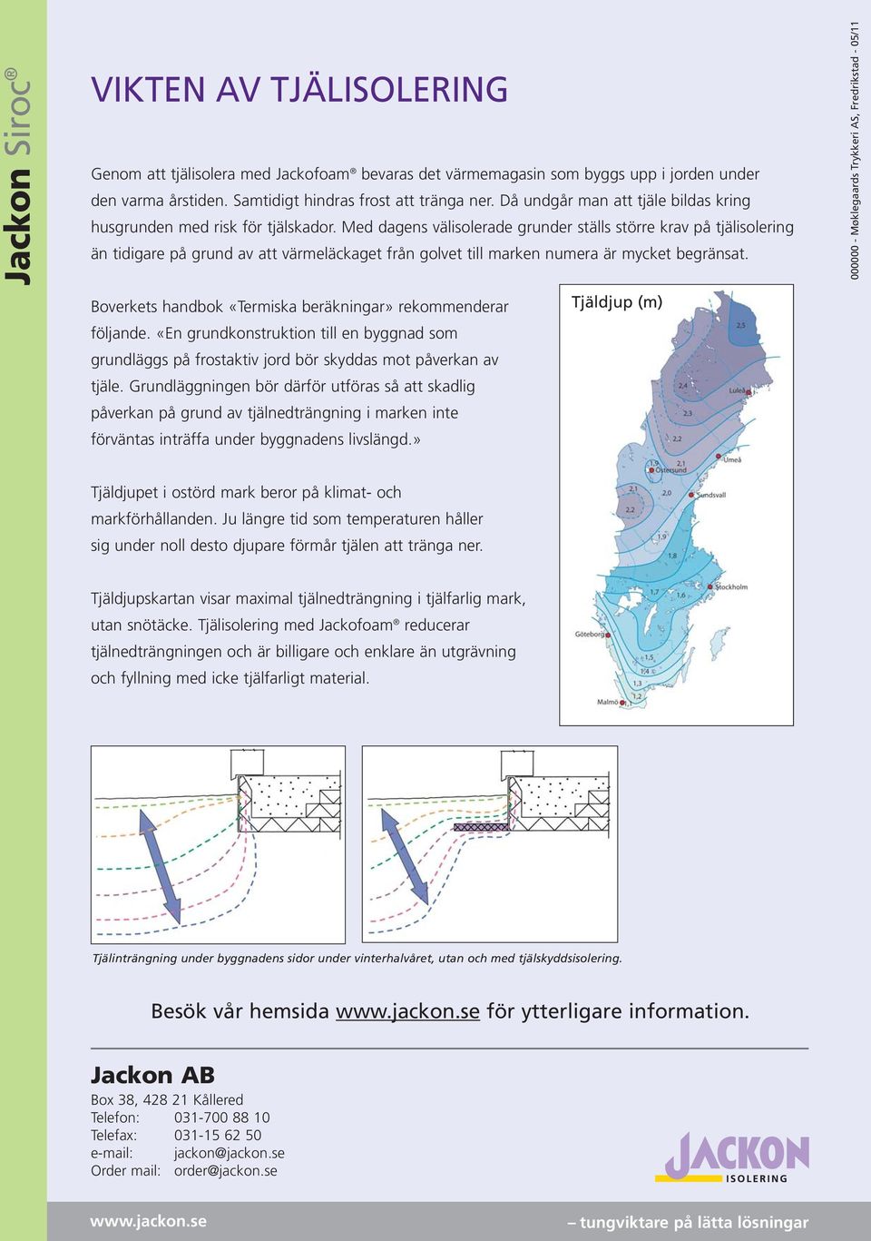 Med dagens välisolerade grunder ställs större krav på tjälisolering än tidigare på grund av att värmeläckaget från golvet till marken numera är mycket begränsat.