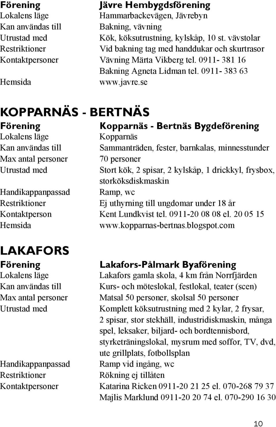 se KOPPARNÄS - BERTNÄS Kopparnäs - Bertnäs Bygdeförening Kopparnäs Sammanträden, fester, barnkalas, minnesstunder 70 personer Stort kök, 2 spisar, 2 kylskåp, 1 drickkyl, frysbox, storköksdiskmaskin