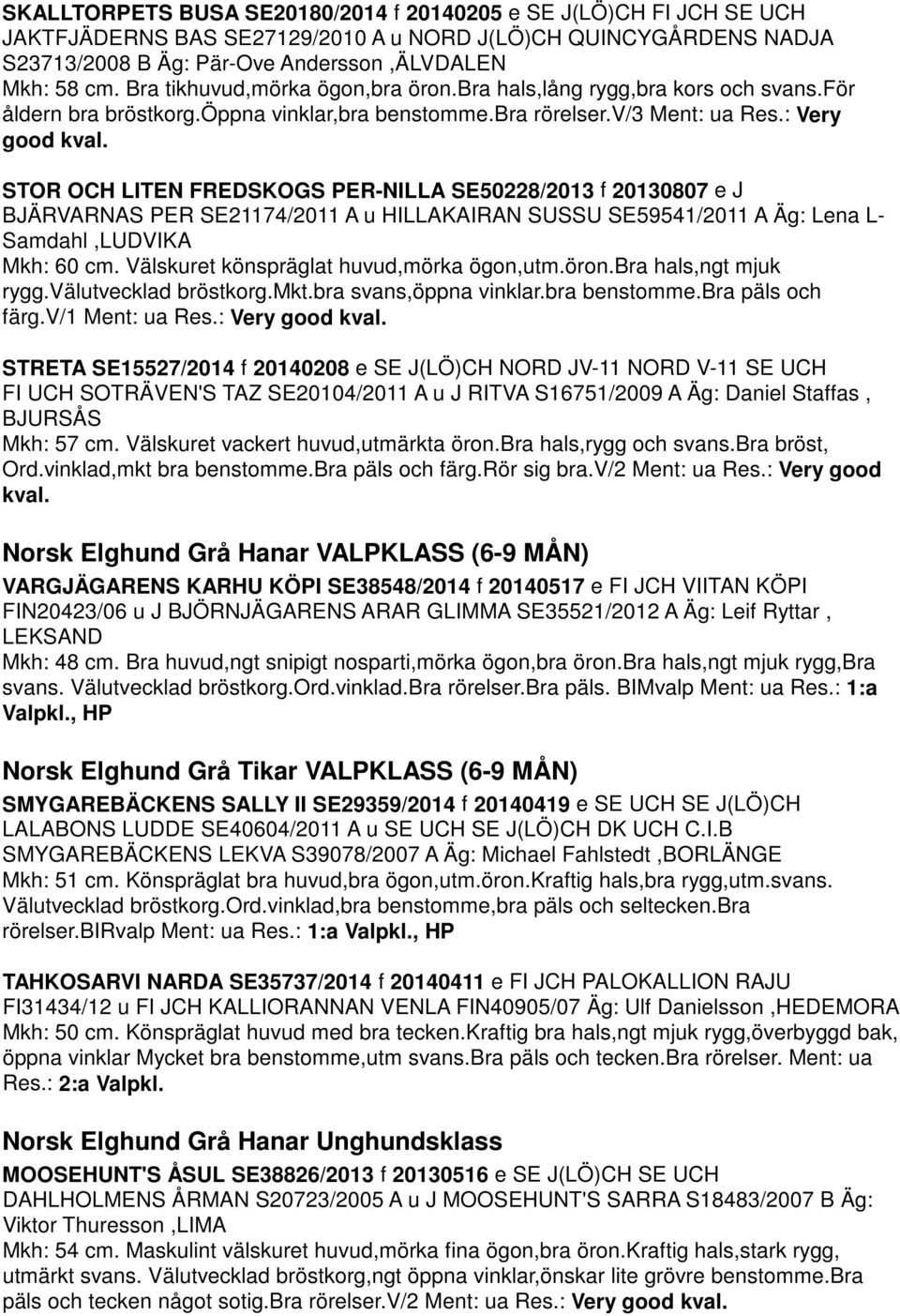 STOR OCH LITEN FREDSKOGS PER-NILLA SE50228/2013 f 20130807 e J BJÄRVARNAS PER SE21174/2011 A u HILLAKAIRAN SUSSU SE59541/2011 A Äg: Lena L- Samdahl,LUDVIKA Mkh: 60 cm.