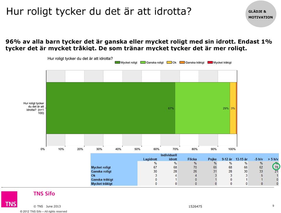 ganska eller mycket roligt med sin idrott.