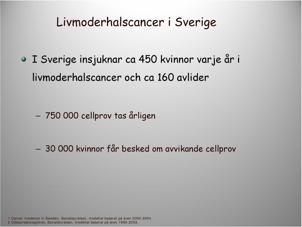 besked om avvikande cellprov 1 Cancer incidence in Sweden, Socialstyrelsen, medeltal