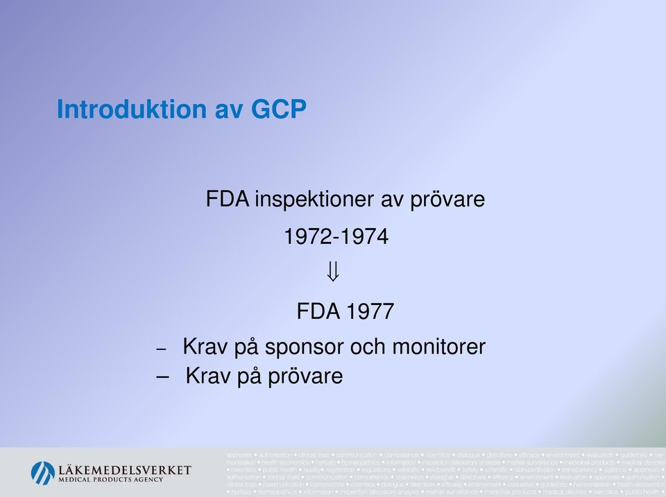 1972-1974 FDA 1977 Krav på
