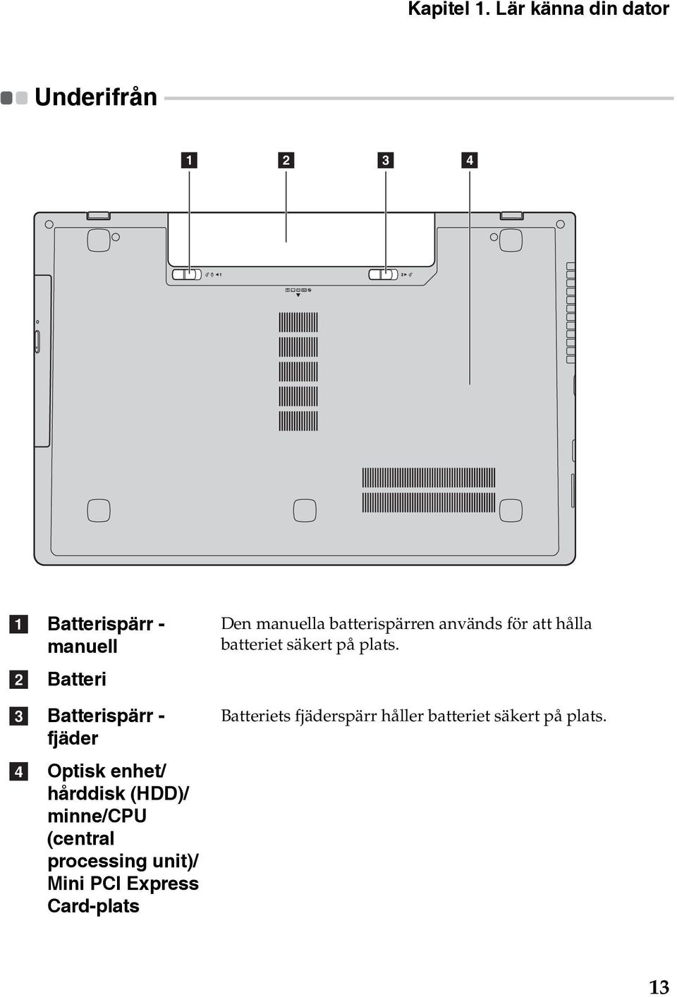 - - - - - - - - - - - - - - - - - - - - - - - - - - - - - - - - - - - - - - - - - - - - - - - 1 2 3 4 a b c d Batterispärr - manuell