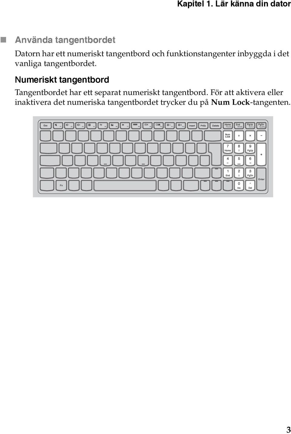 och funktionstangenter inbyggda i det vanliga tangentbordet.