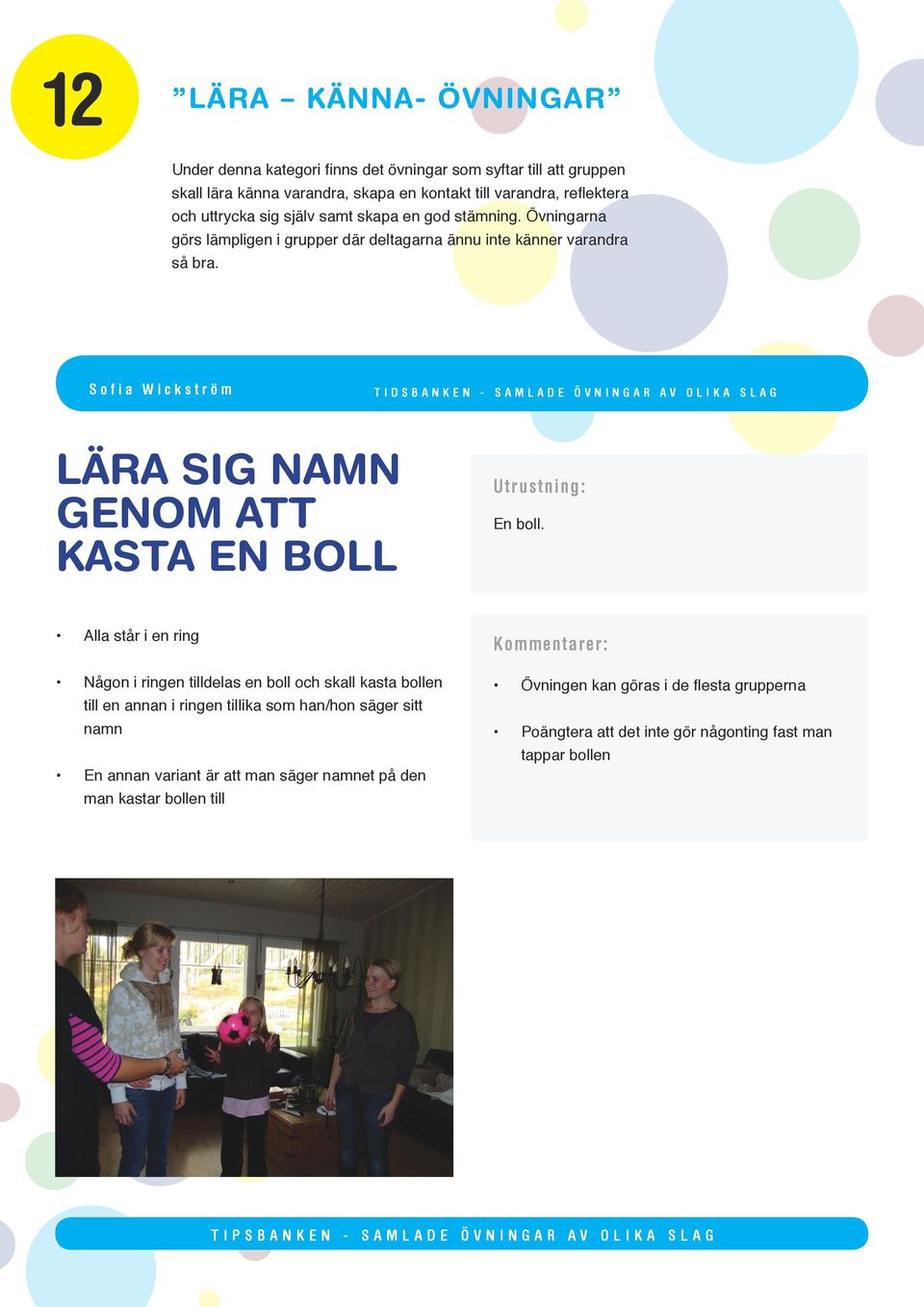 Lära sig namn genom att kasta en boll En boll.