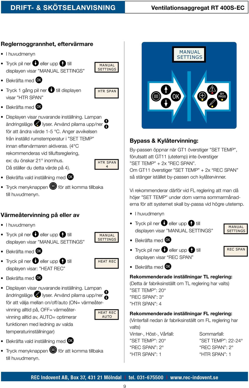 rekommenderas vid tilluftsreglering, ex: du önskar 21 inomhus. Då ställer du detta värde på 4).