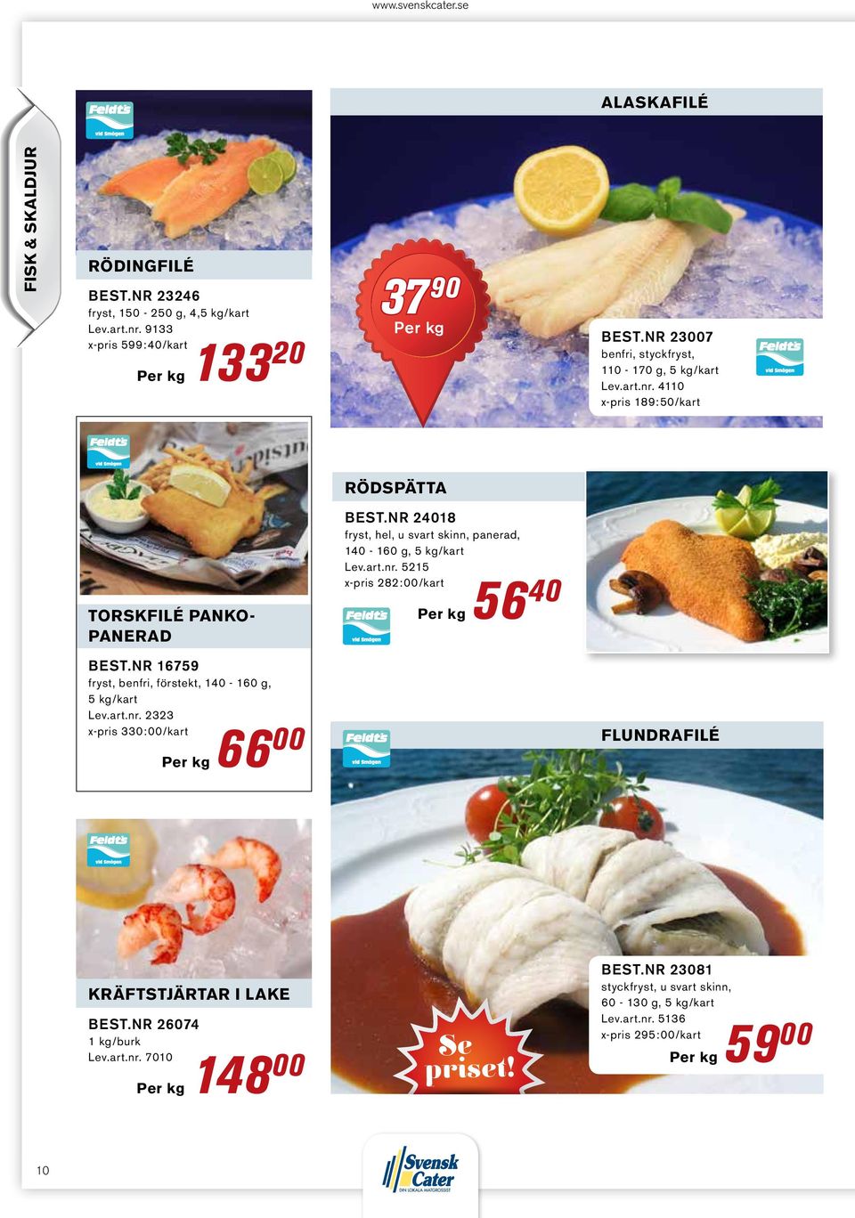 nr 24018 fryst, hel, u svart skinn, panerad, 140-160 g, 5 kg/kart Lev.art.nr. 5215 x-pris 282:00/kart 56 40 Best.
