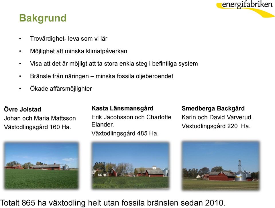 Mattsson Växtodlingsgård 160 Ha. Kasta Länsmansgård Erik Jacobsson och Charlotte Elander. Växtodlingsgård 485 Ha.