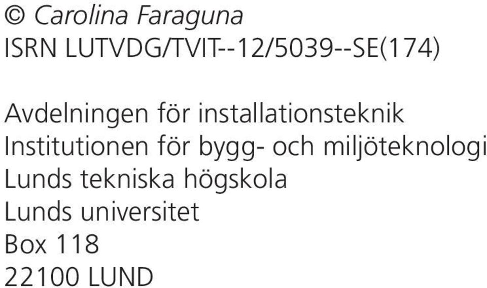 installationsteknik Institutionen för bygg- och
