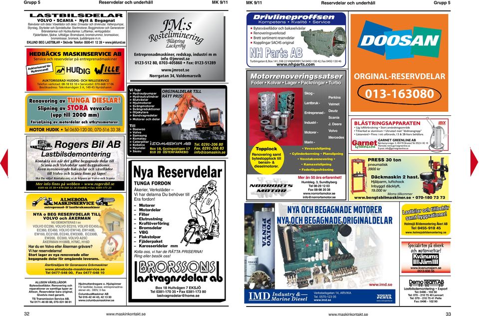 Bromsband, bromstrummor, bromsskivor, bromsklossar, bromsok, ljuddämpare m.m. EKLUND BEG LASTBILAR Skövde Telefon 0500-41 12 28 www.jeklund.