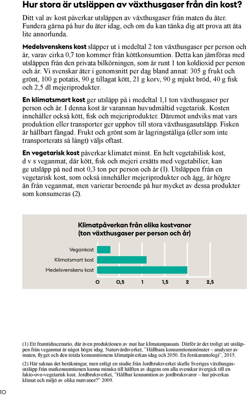 Medelsvenskens kost släpper ut i medeltal 2 ton växthusgaser per person och år, varav cirka 0,7 ton kommer från köttkonsumtion.