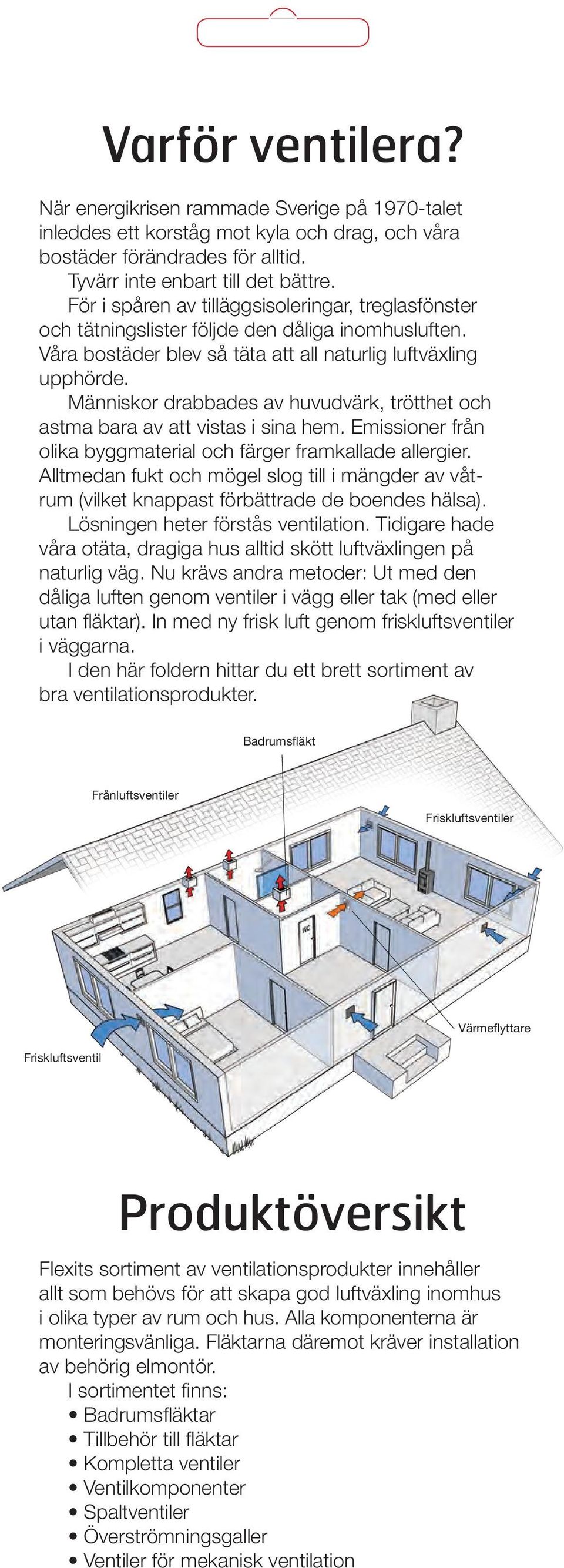 Människor drabbades av huvudvärk, trötthet och astma bara av att vistas i sina hem. Emissioner från olika byggmaterial och färger framkallade allergier.