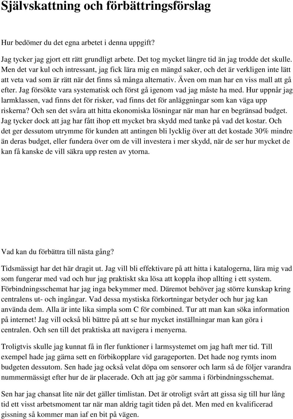 Jag försökte vara systematisk och först gå igenom vad jag måste ha med. Hur uppnår jag larmklassen, vad finns det för risker, vad finns det för anläggningar som kan väga upp riskerna?