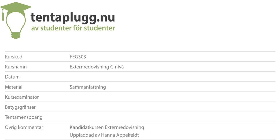 Externredovisning C-nivå Datum Material Sammanfattning