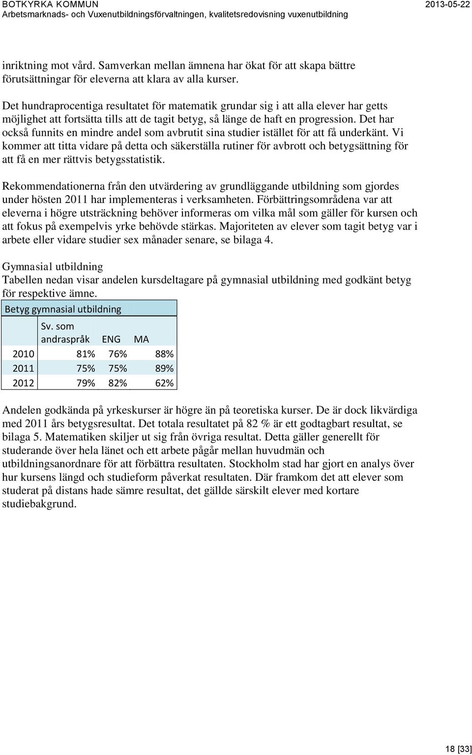 Det har också funnits en mindre andel som avbrutit sina studier istället för att få underkänt.