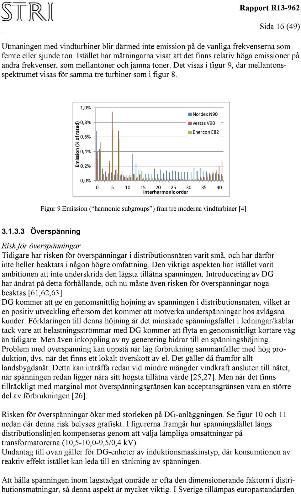 Det visas i figur 9, där mellantonsspektrumet visas för samma tre turbiner som i figur 8.