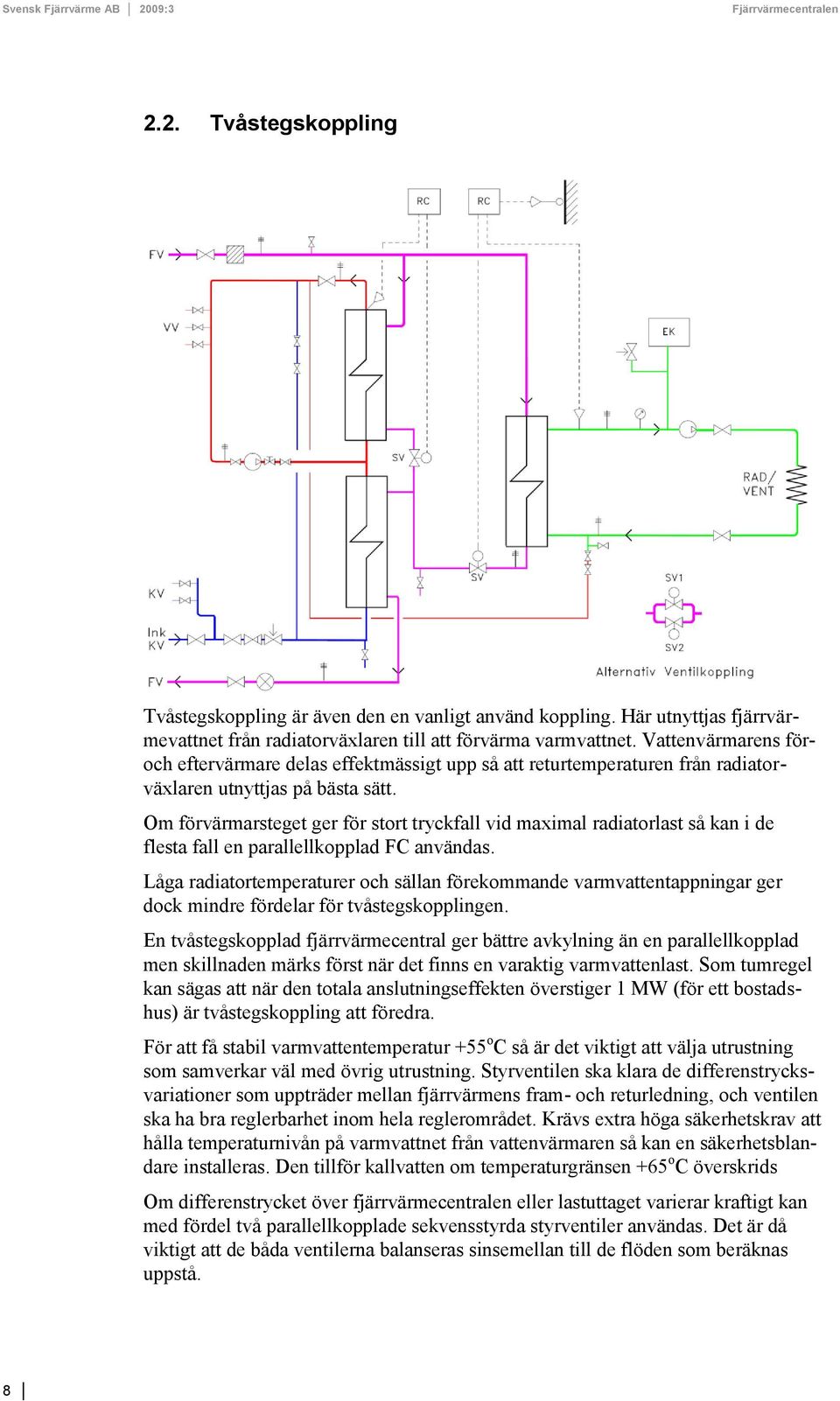 Om förvärmarsteget ger för stort tryckfall vid maximal radiatorlast så kan i de flesta fall en parallellkopplad FC användas.