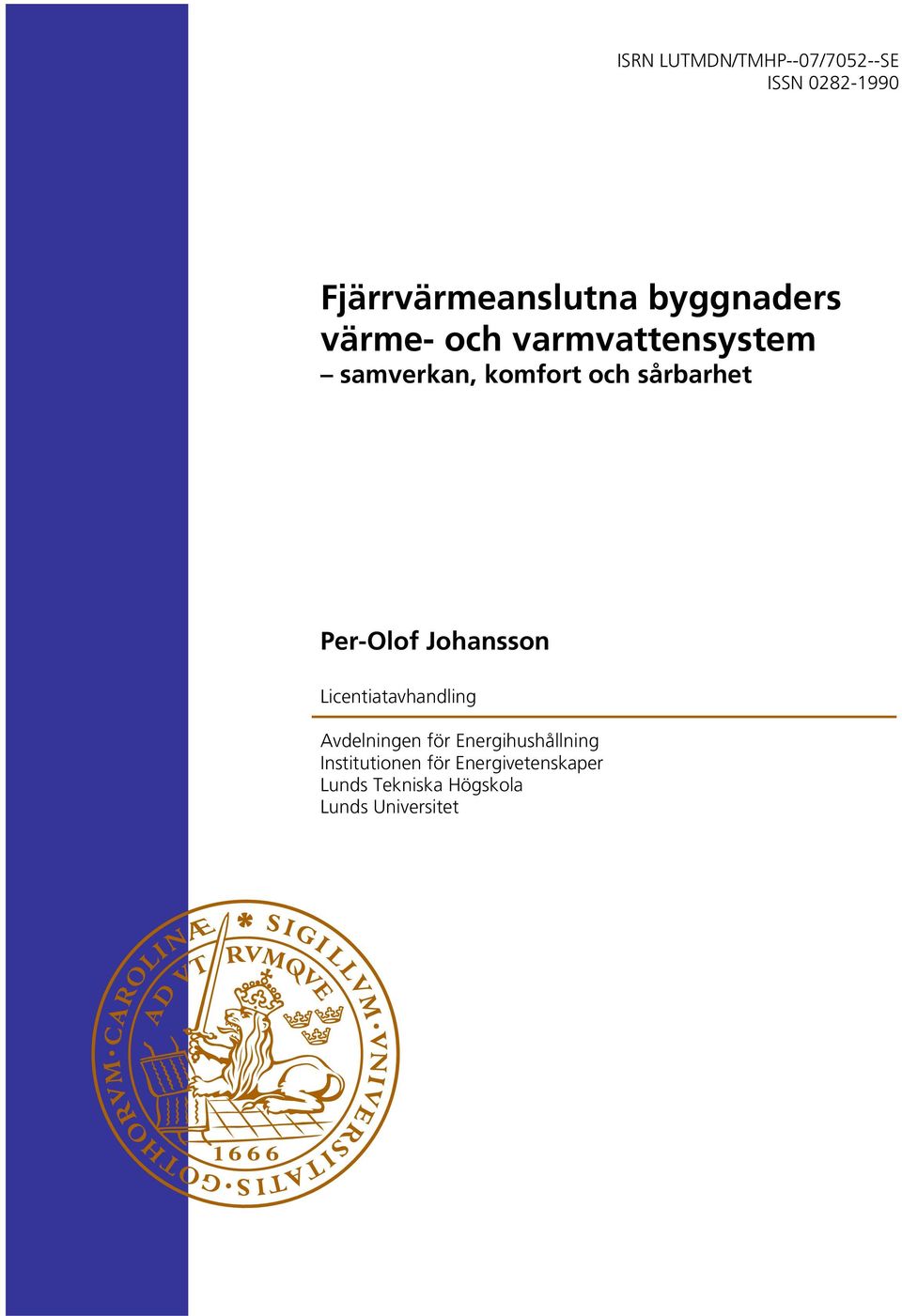 Per-Olof Johansson Licentiatavhandling Avdelningen för