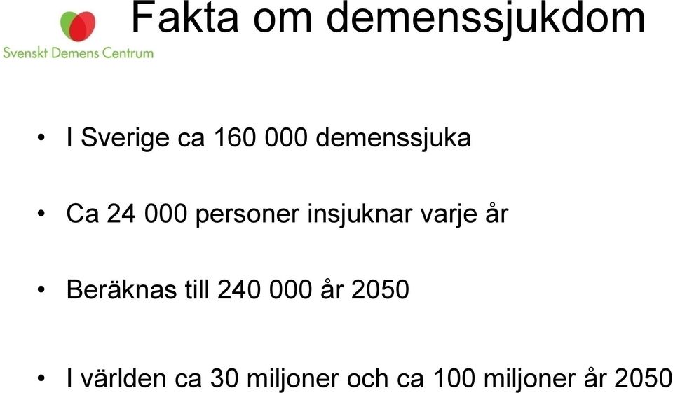 varje år Beräknas till 240 000 år 2050 I