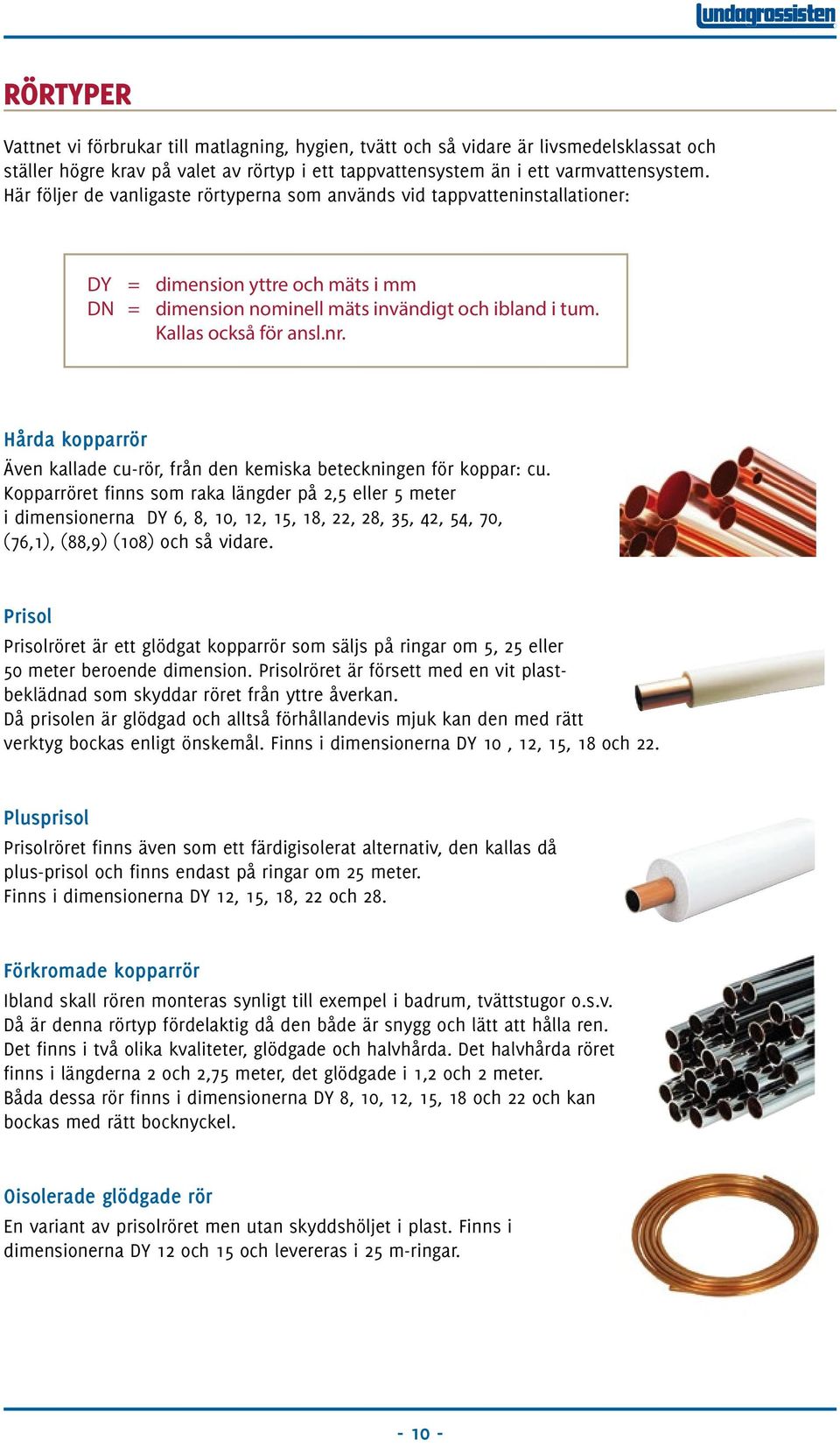 Hårda kopparrör Även kallade cu-rör, från den kemiska beteckningen för koppar: cu.