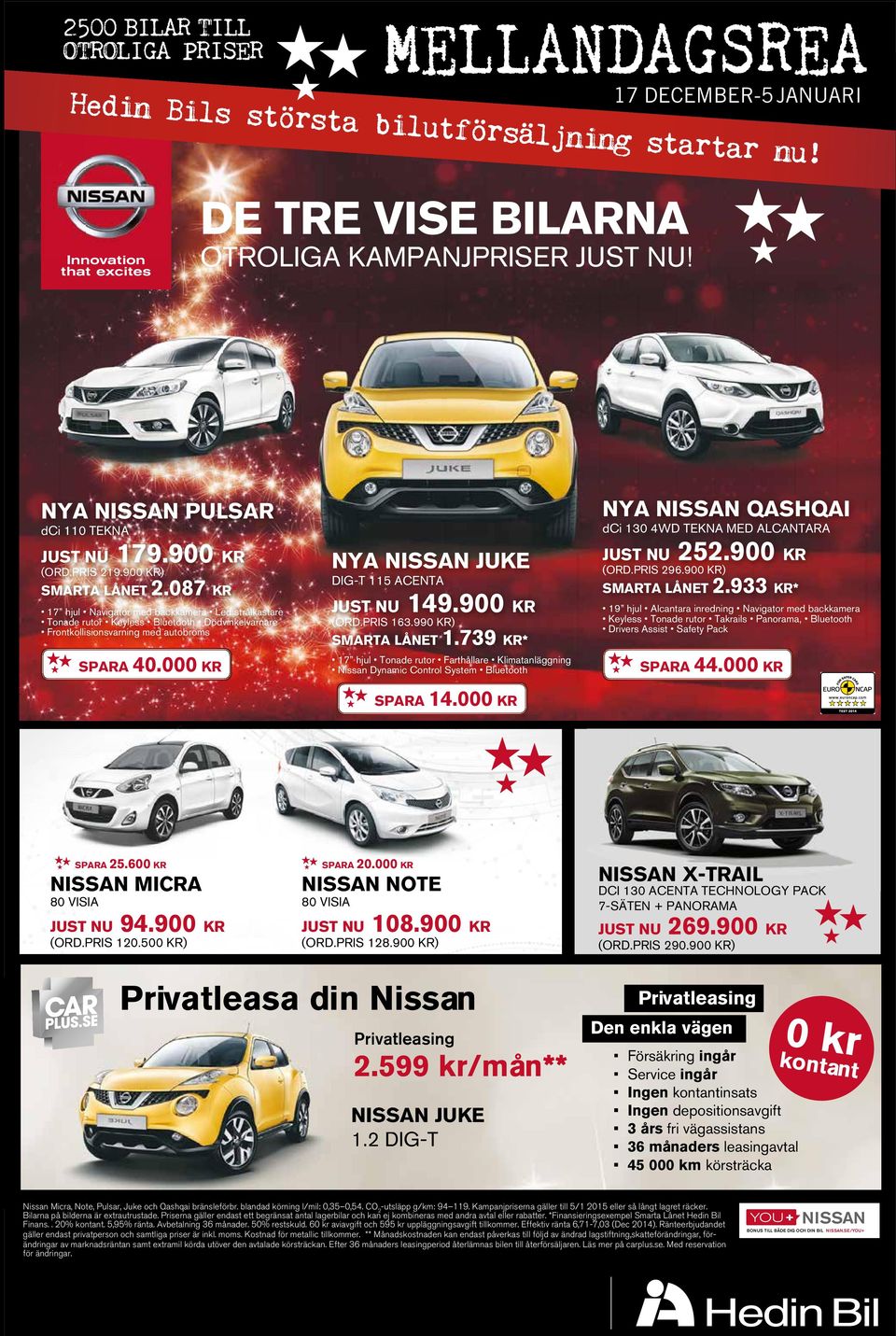 000 KR NYA NISSAN JUKE DIG-T 115 ACENTA JUST NU 149.900 KR (ORD.PRIS 163.990 KR) SMARTA LÅNET 1.