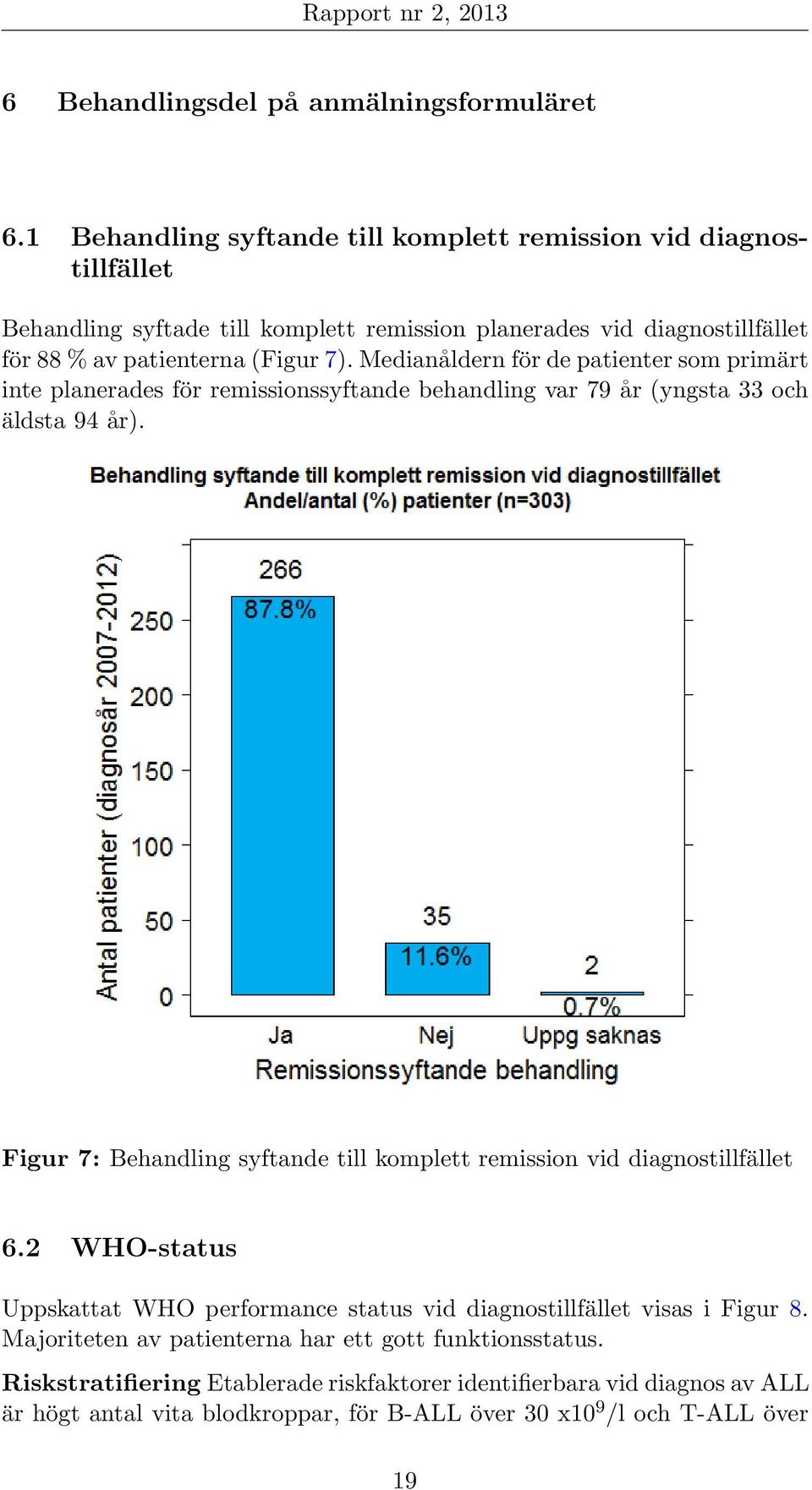 Medianåldern för de patienter som primärt inte planerades för remissionssyftande behandling var 79 år (yngsta 33 och äldsta 94 år).