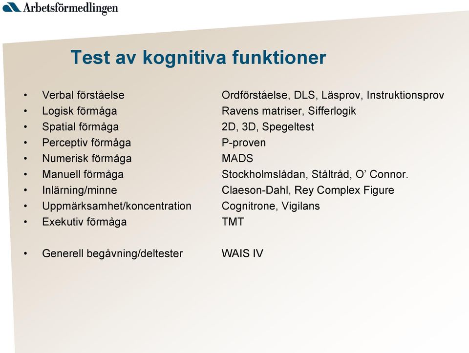 MADS Manuell förmåga Stockholmslådan, Ståltråd, O Connor.