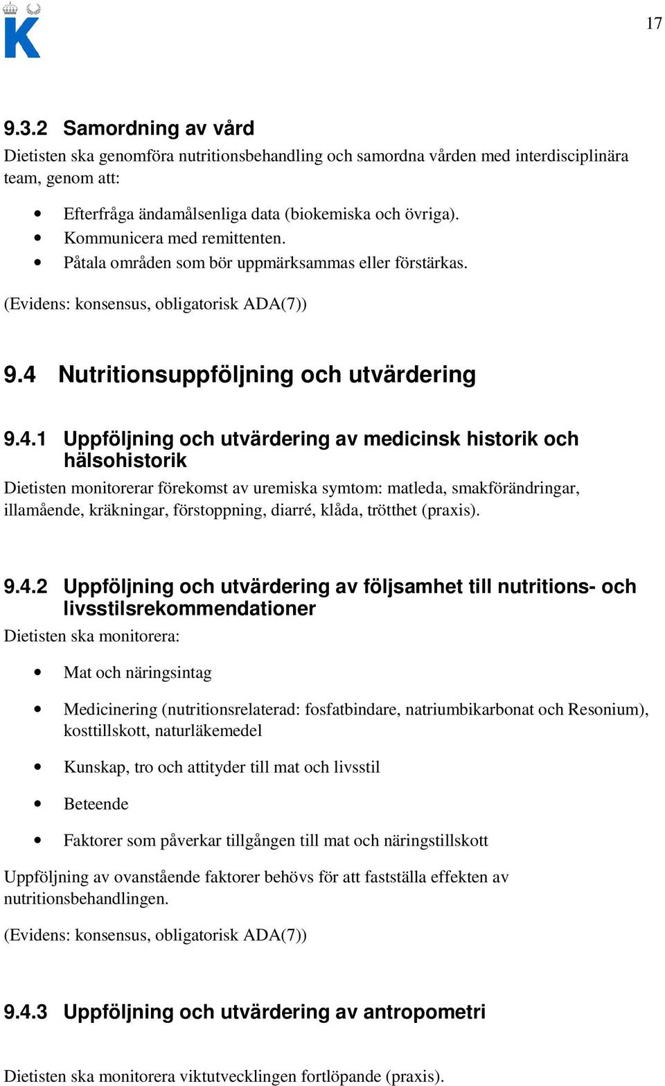 Nutritionsuppföljning och utvärdering 9.4.