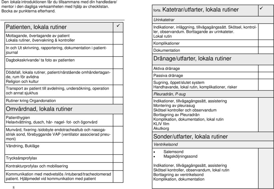 patientjournal Dagboksskrivande/ ta foto av patienten Dödsfall, lokala rutiner, patient/närstående omhändertagande, rum för avlidna Religion och kultur Transport av patient till avdelning,