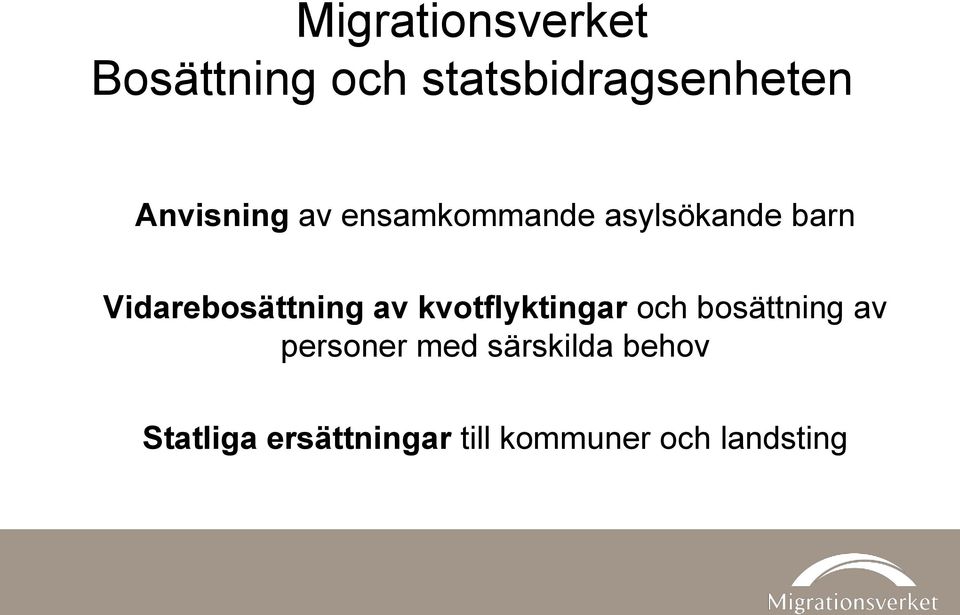 Vidarebosättning av kvotflyktingar och bosättning av