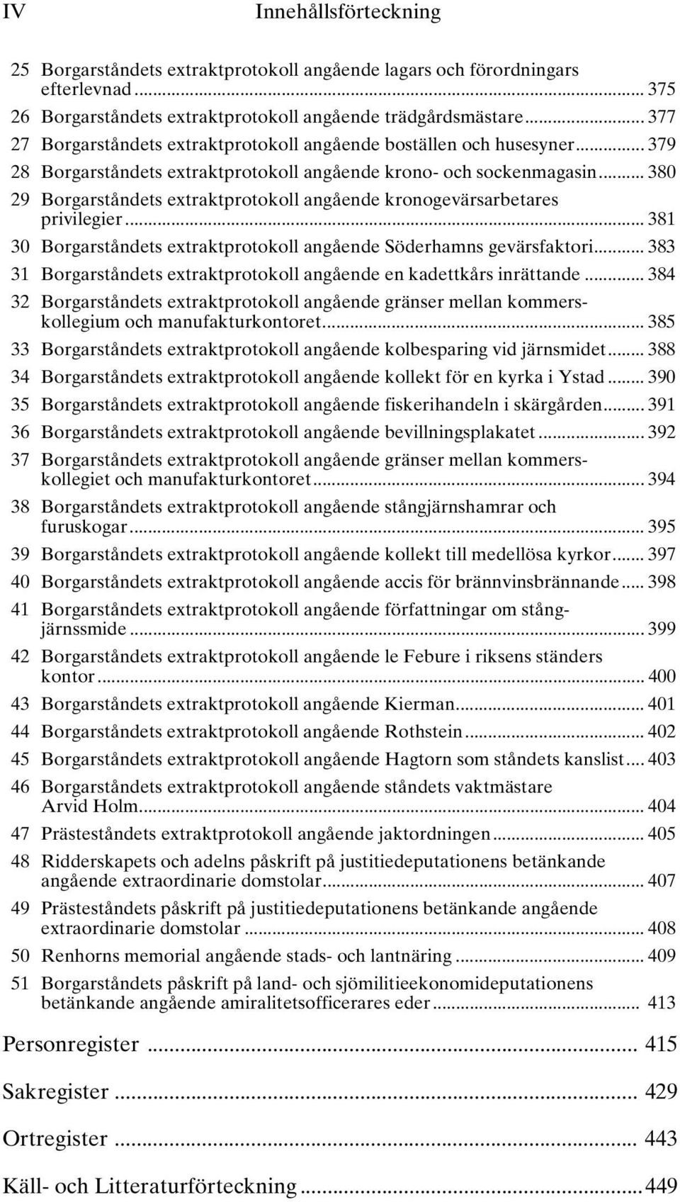 .. 380 29 Borgarståndets extraktprotokoll angående kronogevärsarbetares privilegier... 381 30 Borgarståndets extraktprotokoll angående Söderhamns gevärsfaktori.