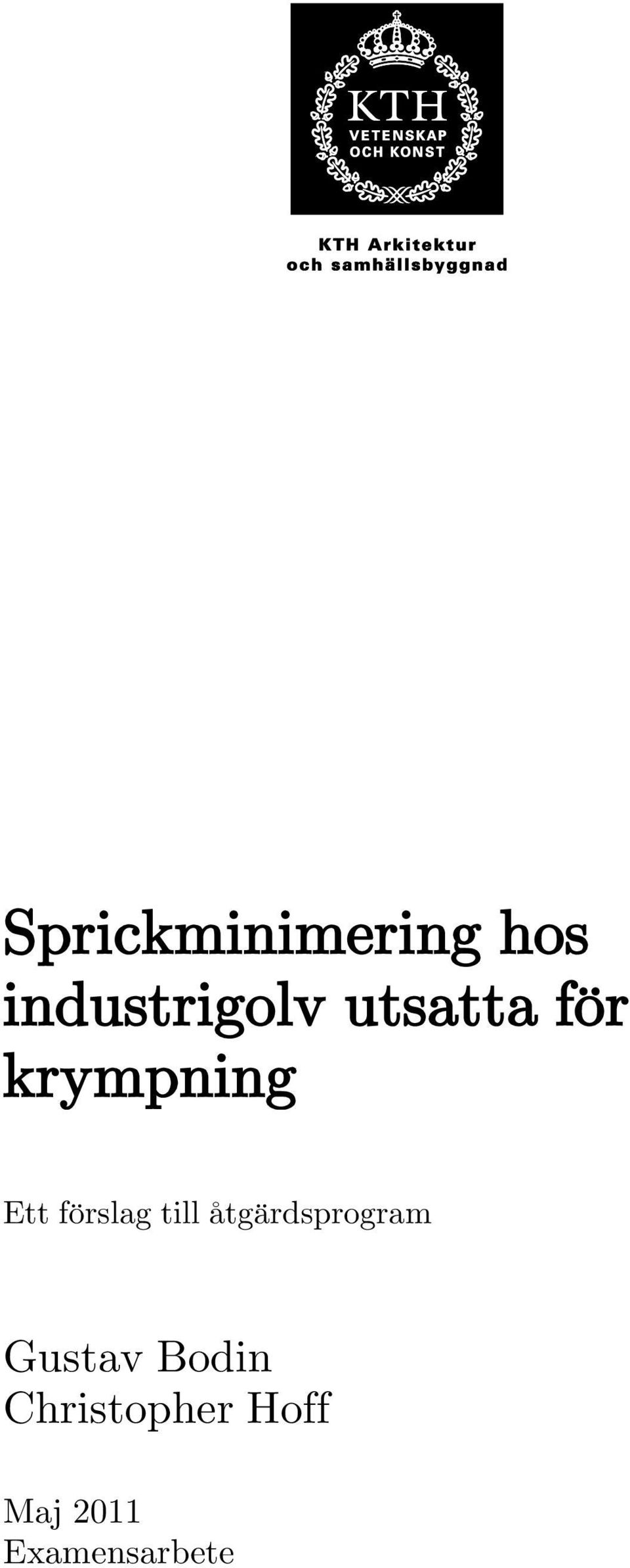 till åtgärdsprogram Gustav Bodin