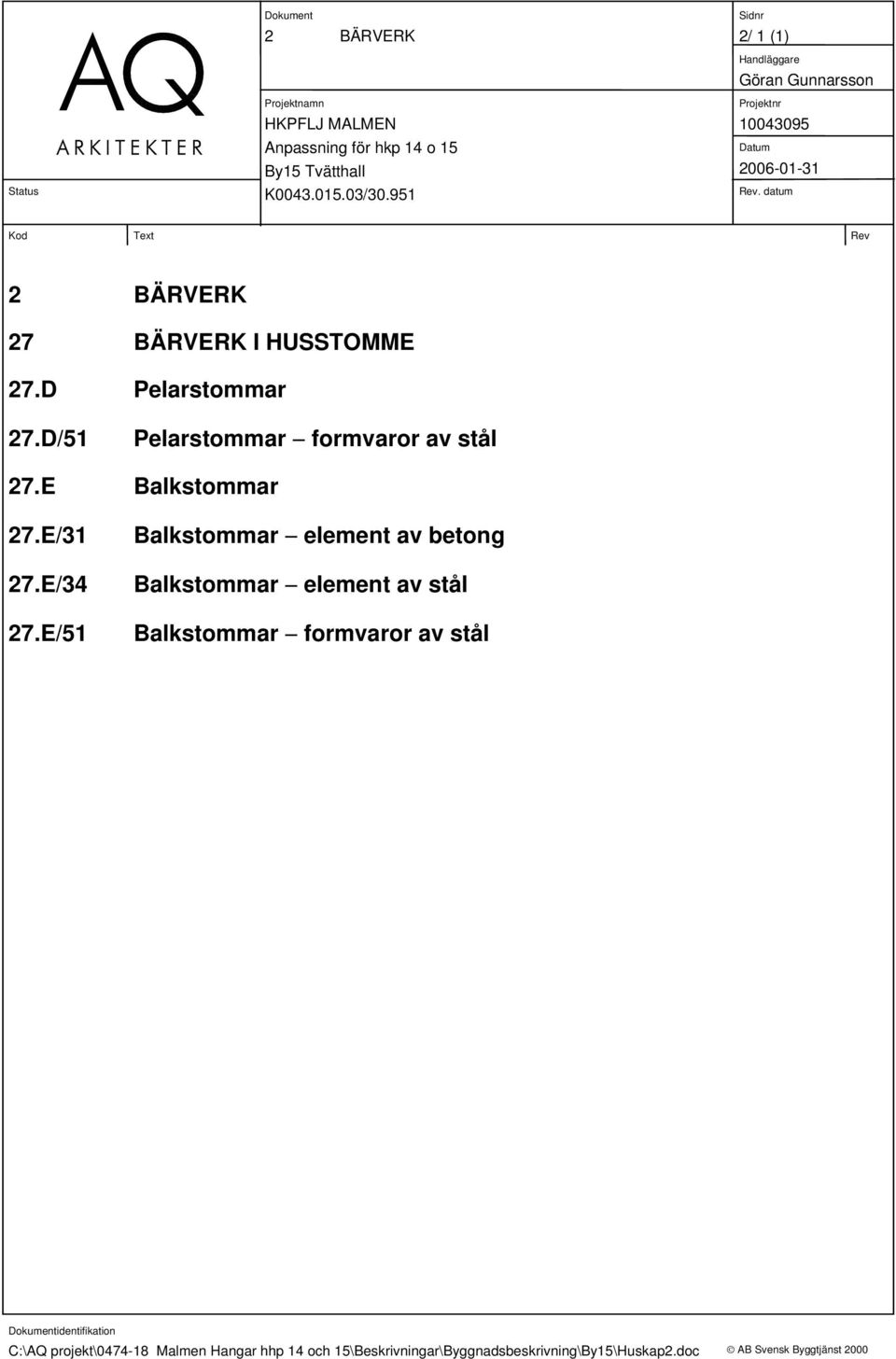 E/51 Balkstommar element av betong Balkstommar element av stål Balkstommar formvaror av
